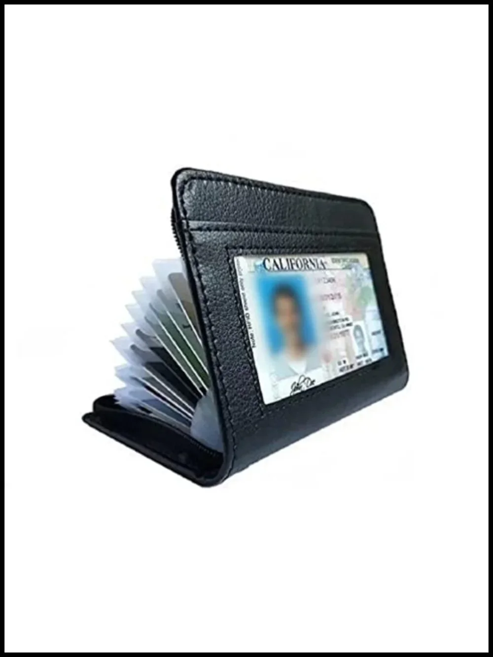 RFID Blocking Genuine Leather Zipper Wallet, 36 Card Slots Slim Organizer